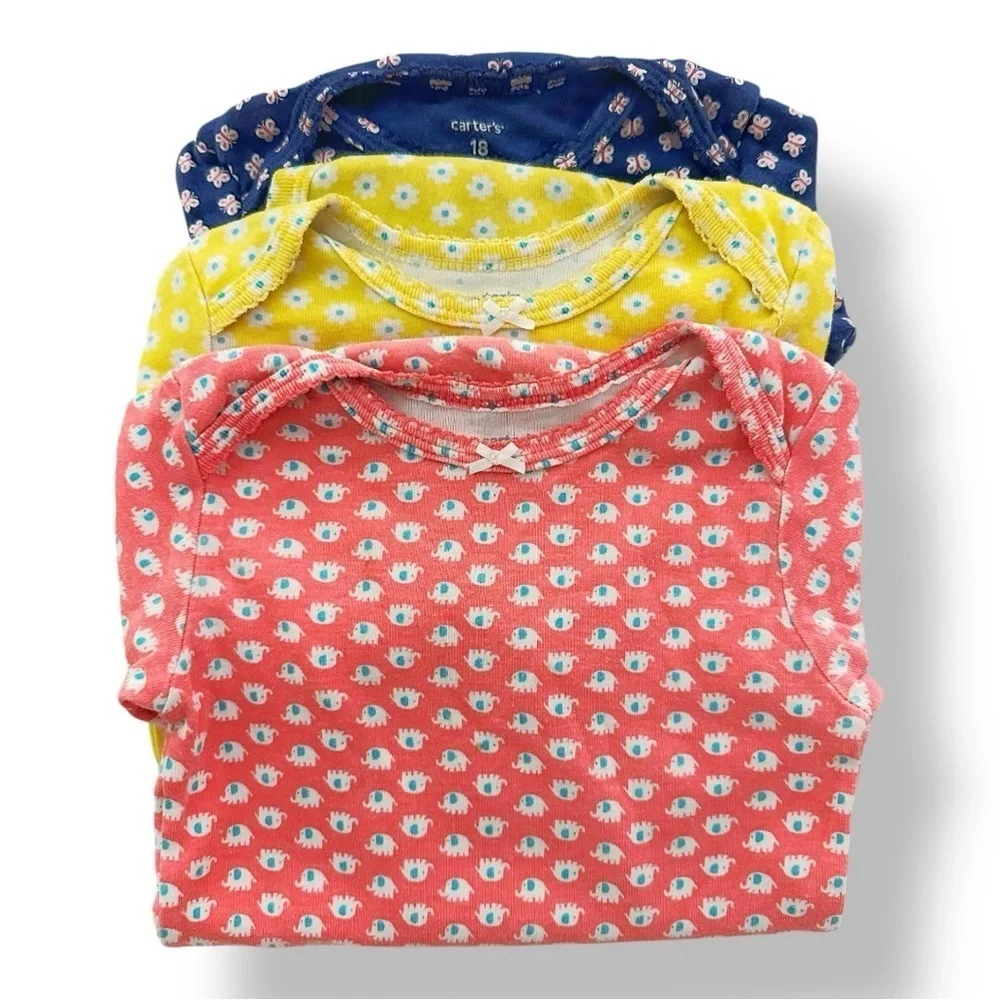 Carter’s | Bundle of Patterned Long Sleeve Bodysuits (18 mos)